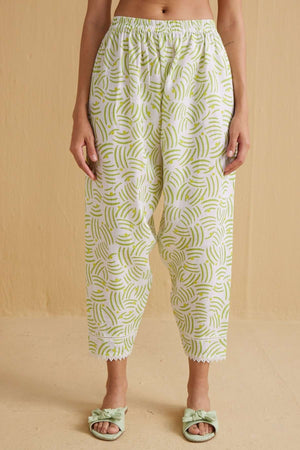 The Liana Lime Floral Linen Salwar