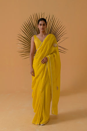 Sitara Sparkle Saree - Mustard