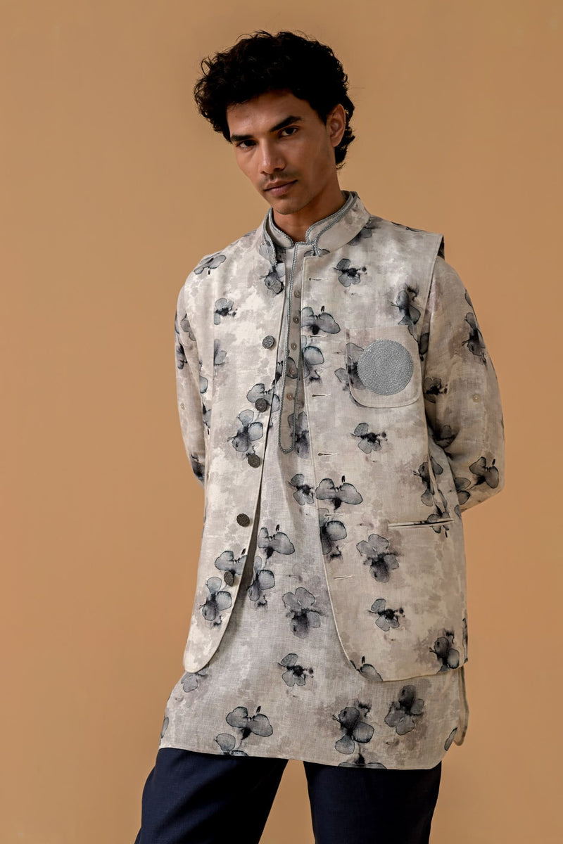 Dilwala Aura Ash & Bloom Linen Waistcoat