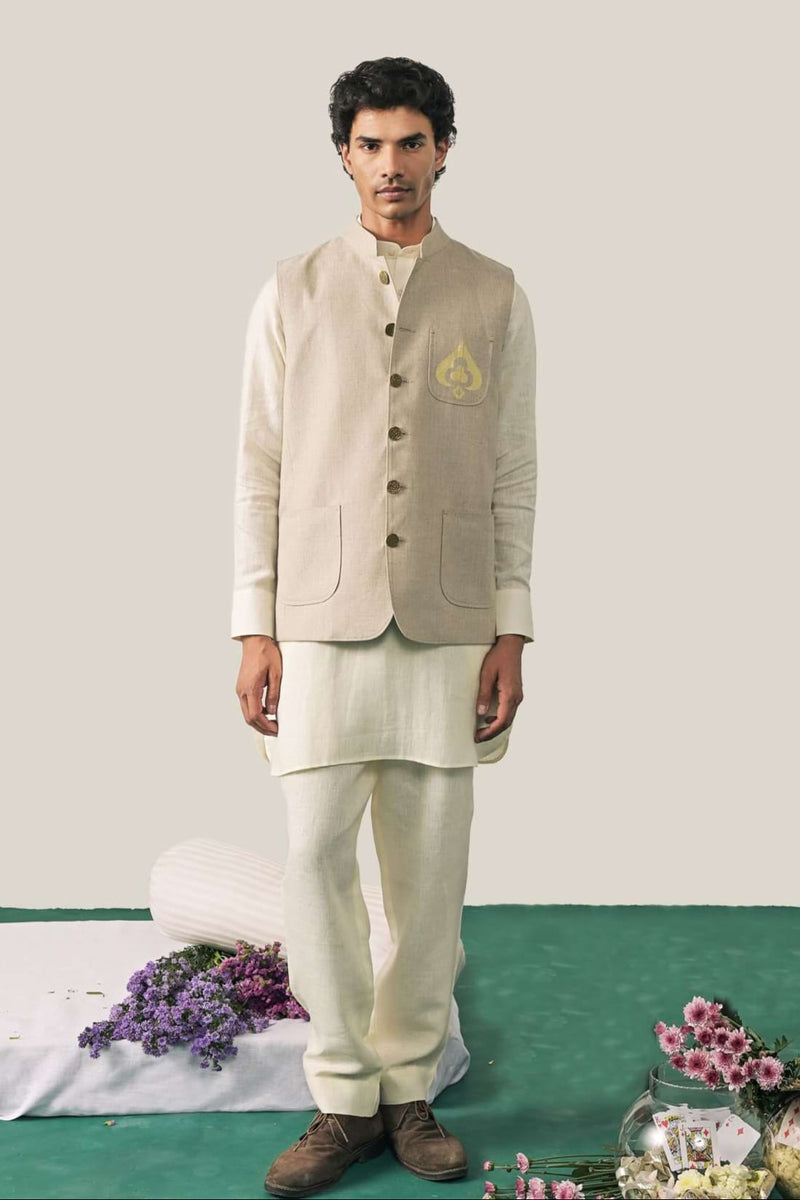 The Wild Card Prince Natural Linen Waistcoat