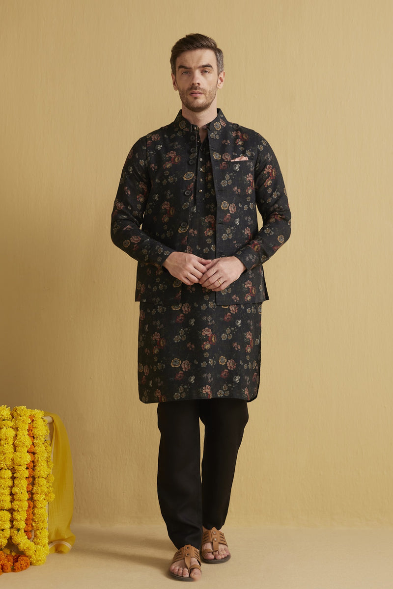 The Shahan Hues of Black Linen Coat