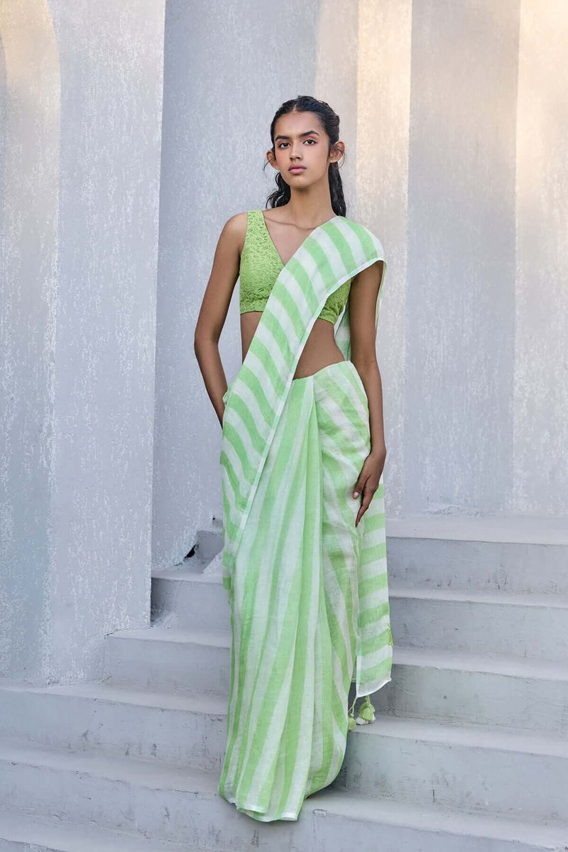 The Mastani Fresh Mint Linen Saree