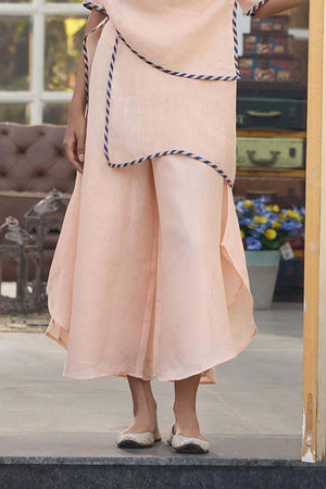 The Fifer Flared Linen Palazzo - Peach