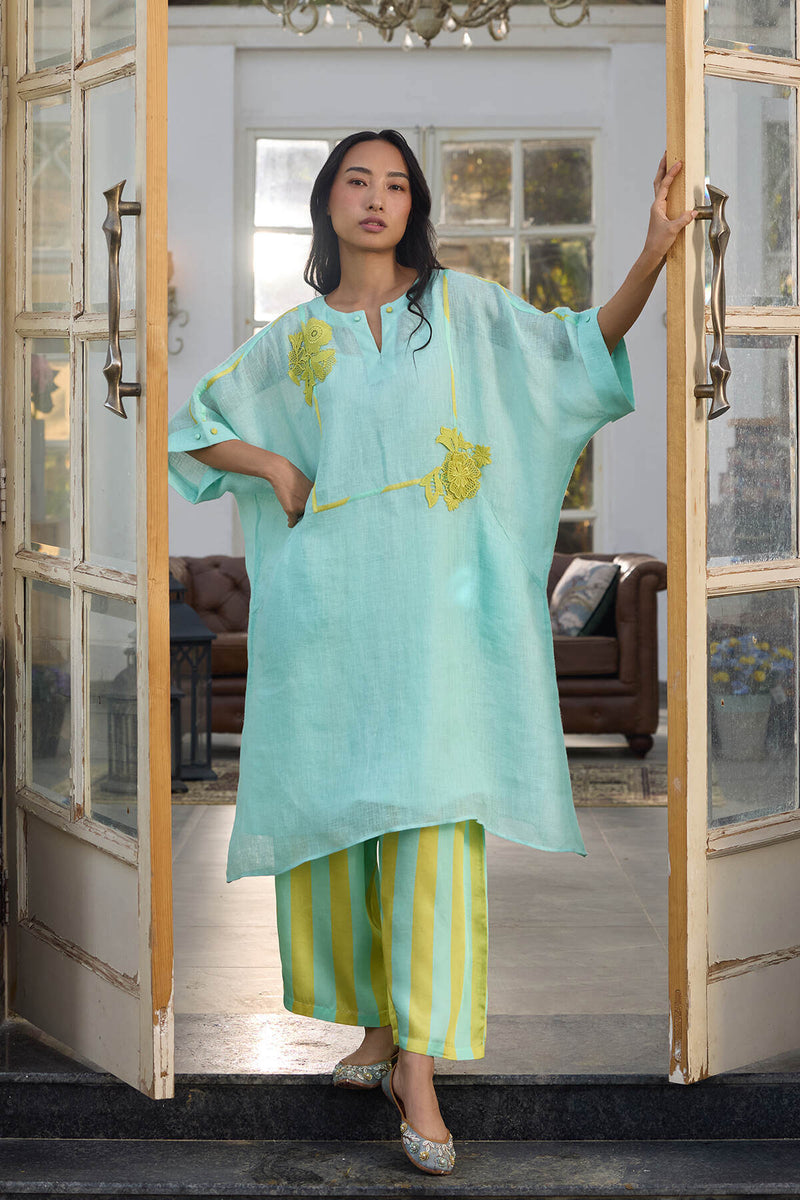 The Aqua Lemon Fasana Gauze Linen Co-ord Set