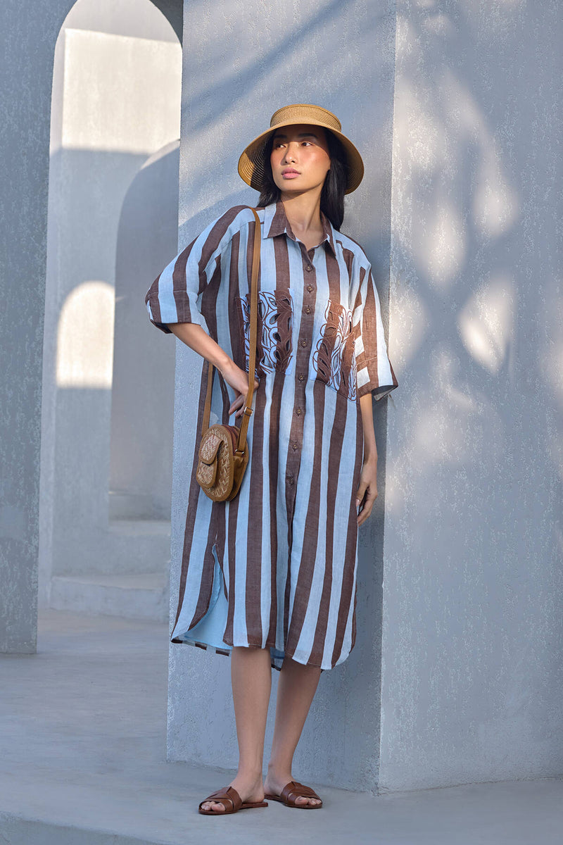 The Stormy Skies Kissa Linen Dress
