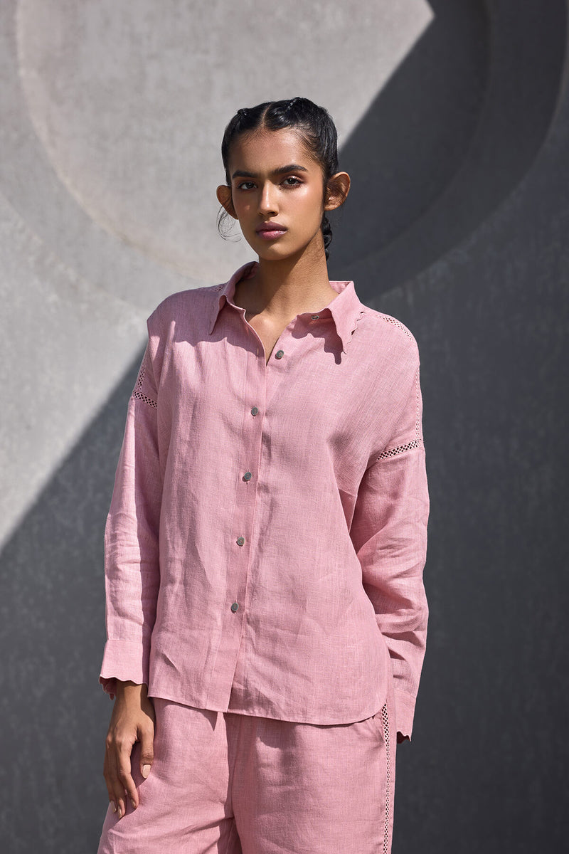 The Batooni Blushing Coral Linen Shirt