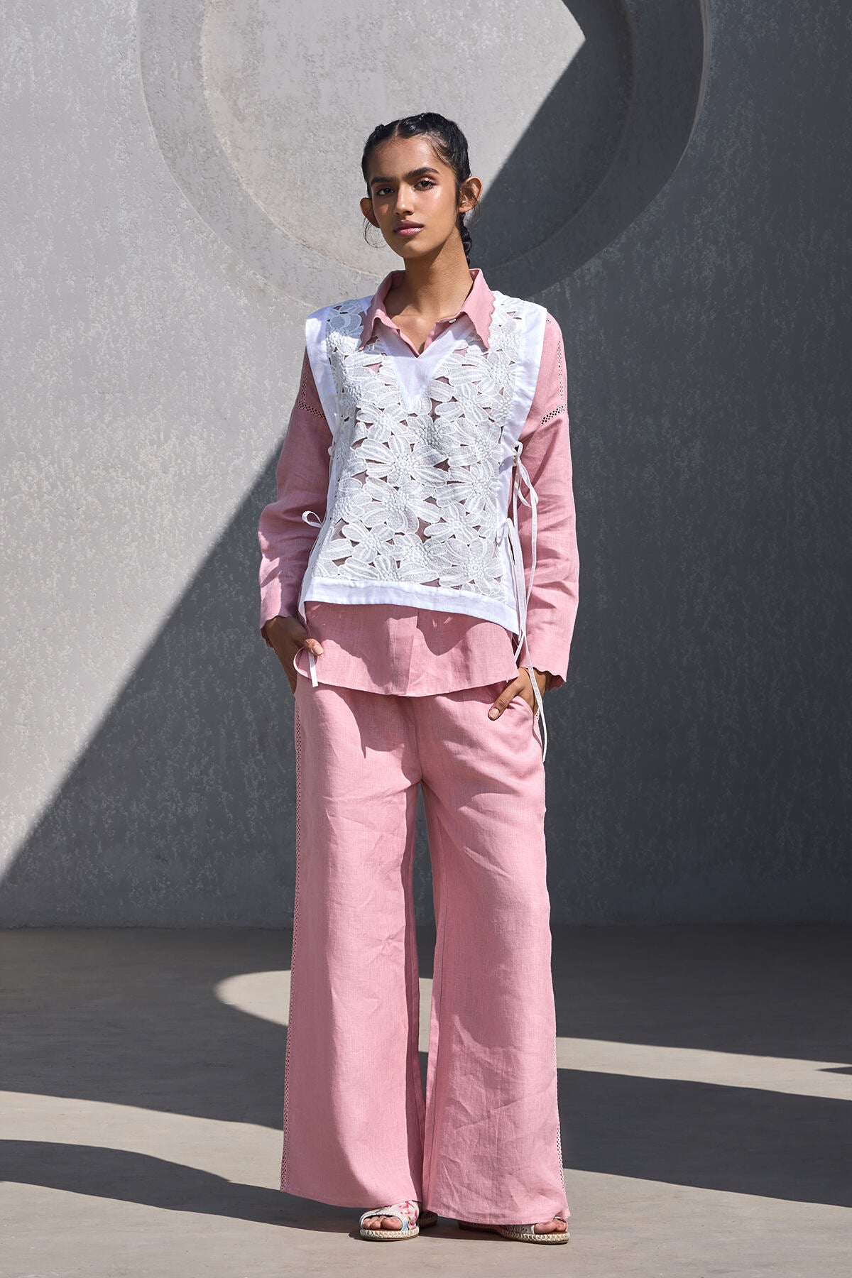 The Nazm Lace Bib - White Pearl