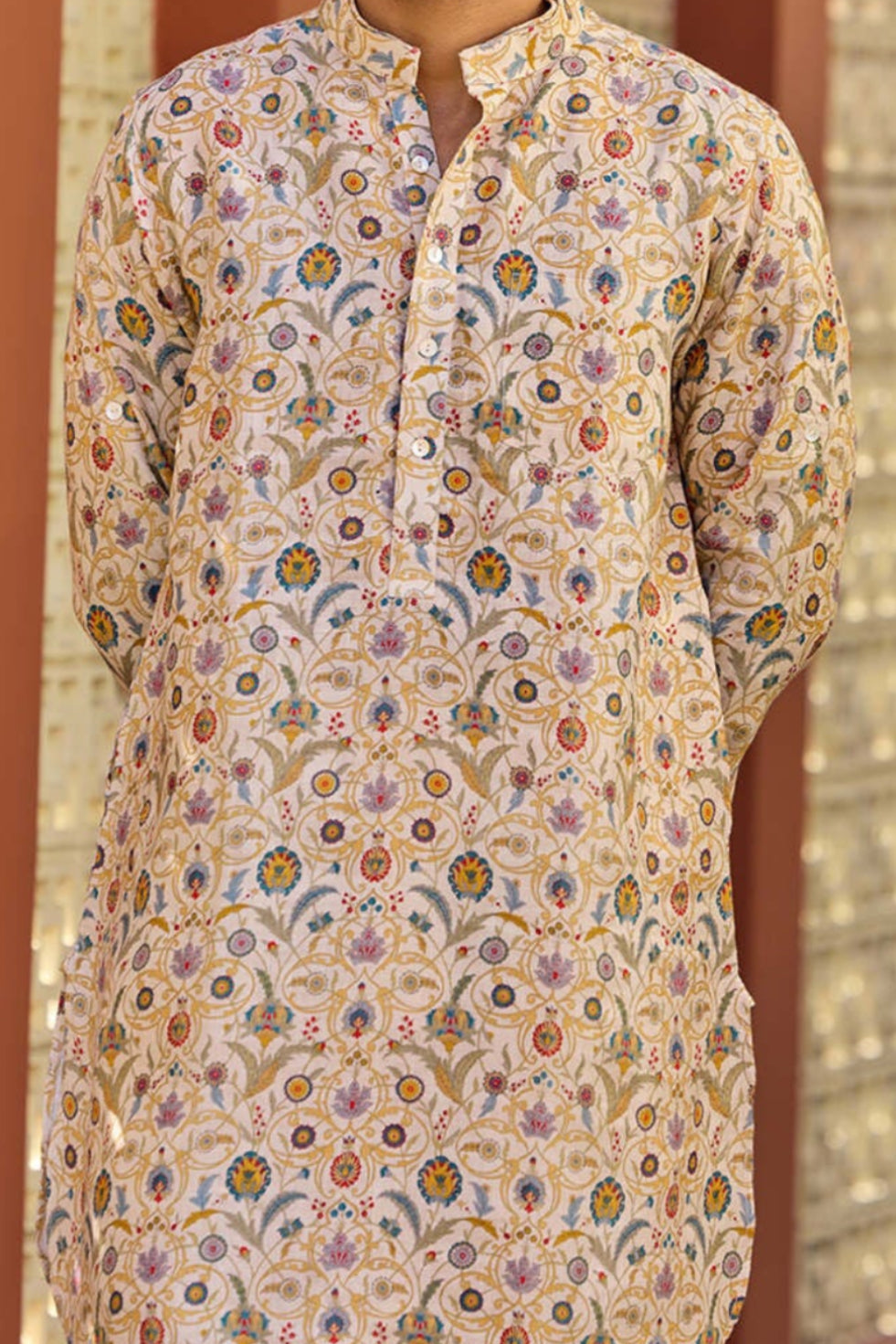 The Irshaad Persian Print Linen Kurta