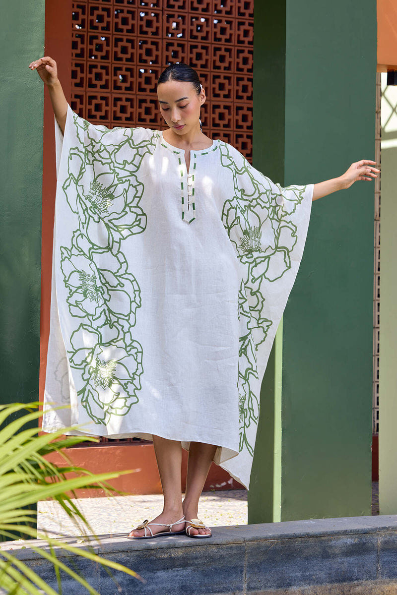 The Tarannum Matcha Tiramisu Linen Kaftan