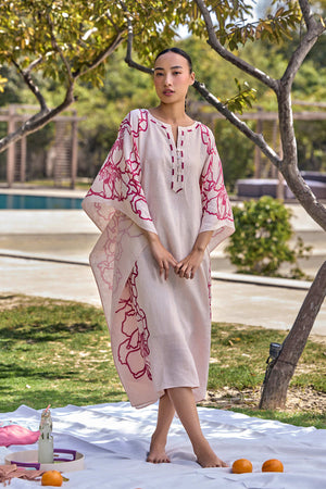 The Tarannum Kaftan - Raspberry Peach