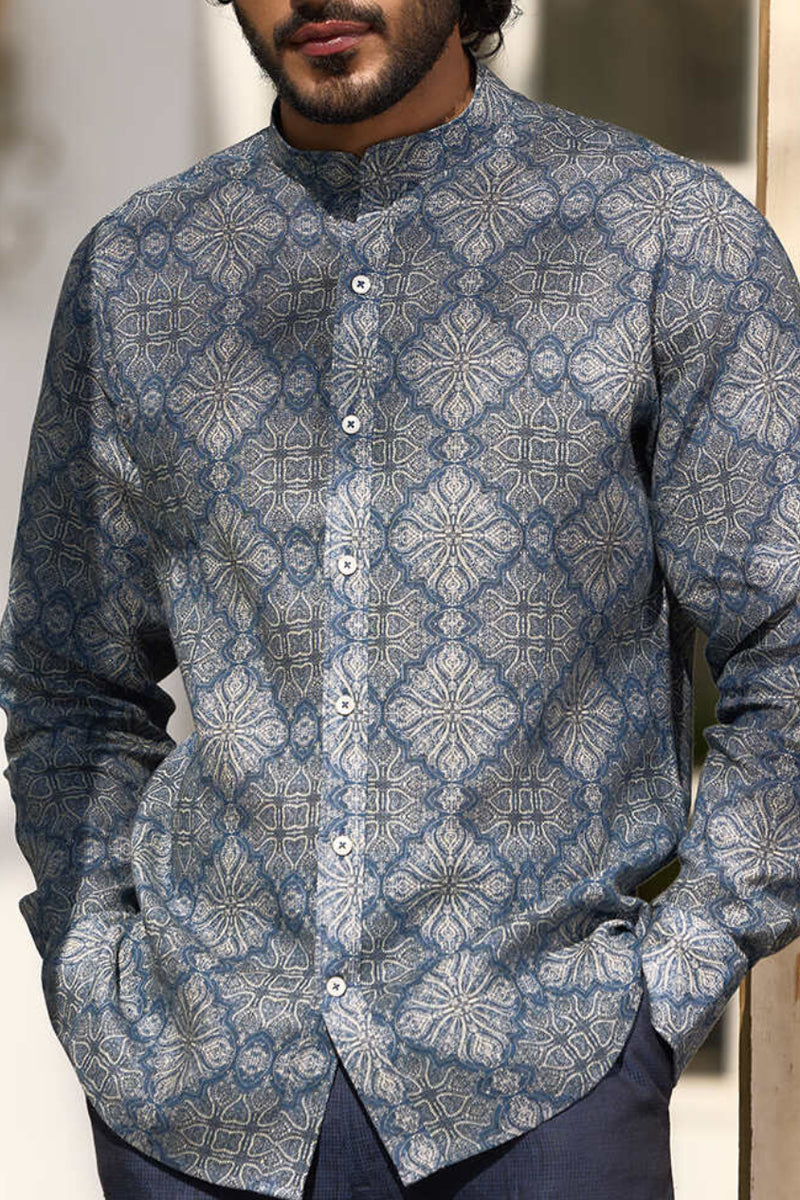 The Sheridan Indigo Bagru Linen Shirt