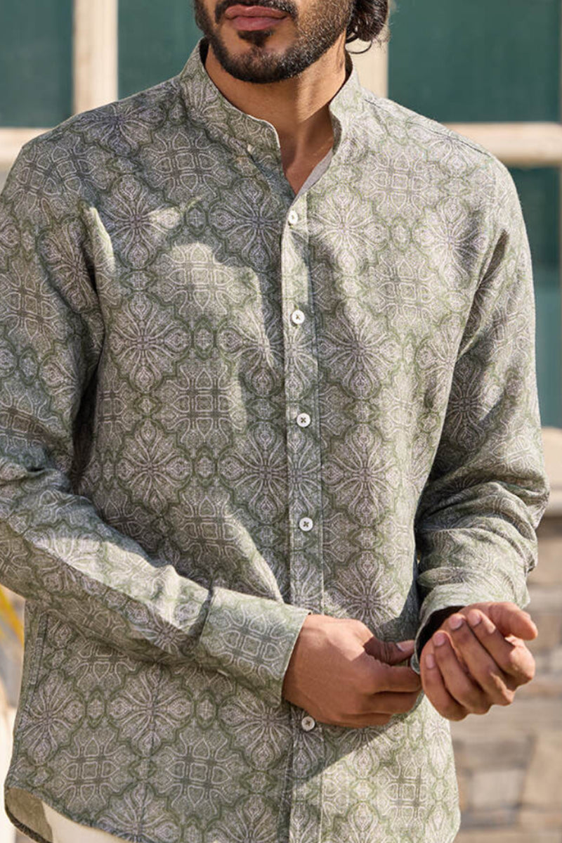 The Sheridan Green Bagru Linen Shirt
