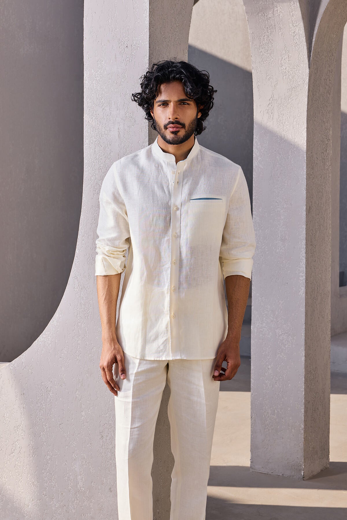 The Weekend Off White Linen Shirt