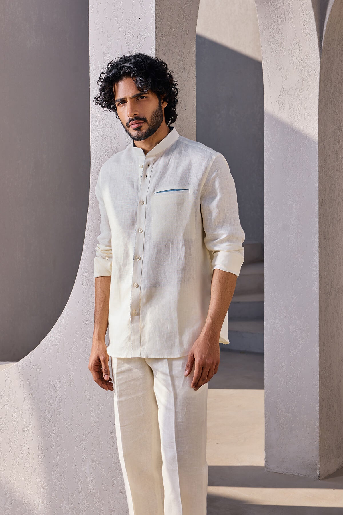 The Weekend Off White Linen Shirt