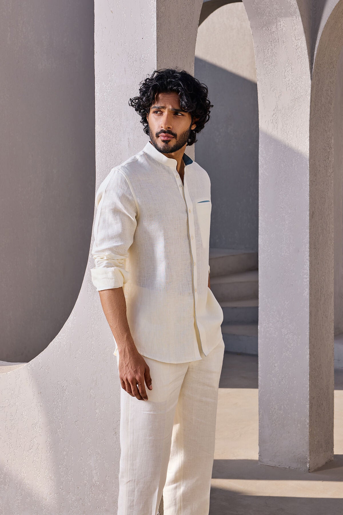 The Weekend Off White Linen Shirt