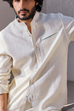The Weekend Off White Linen Shirt