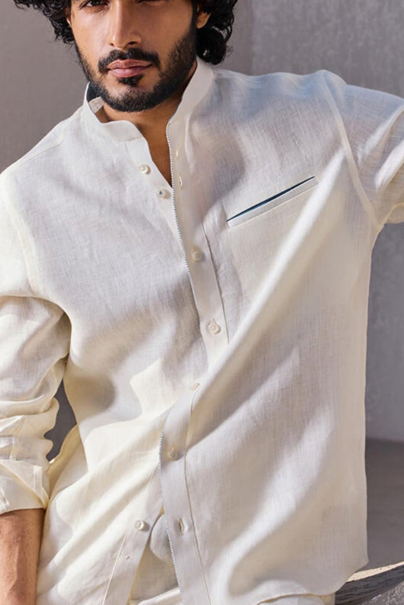 The Weekend Off White Linen Shirt