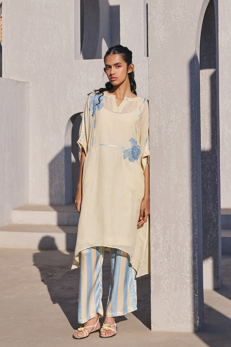 The Icy Blue Fasaana Gauze Linen Co-ord Set