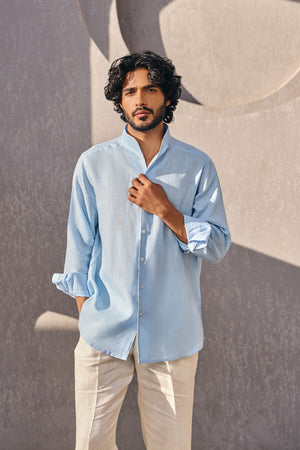 The Corey Light Blue Linen Shirt