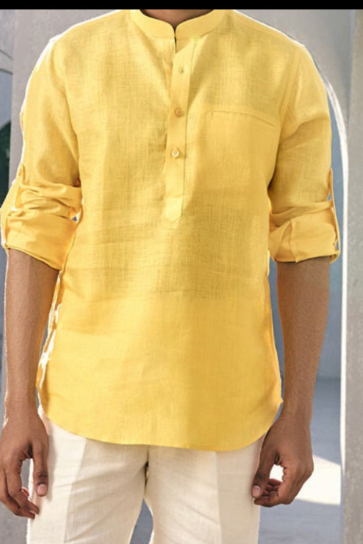 The Zikr Alphanso Yellow Linen Kurta