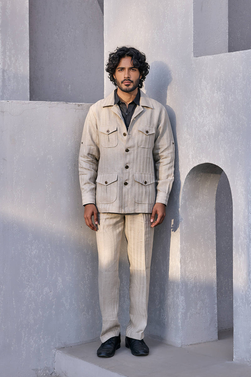 The Leander Natural Linen Safari Jacket