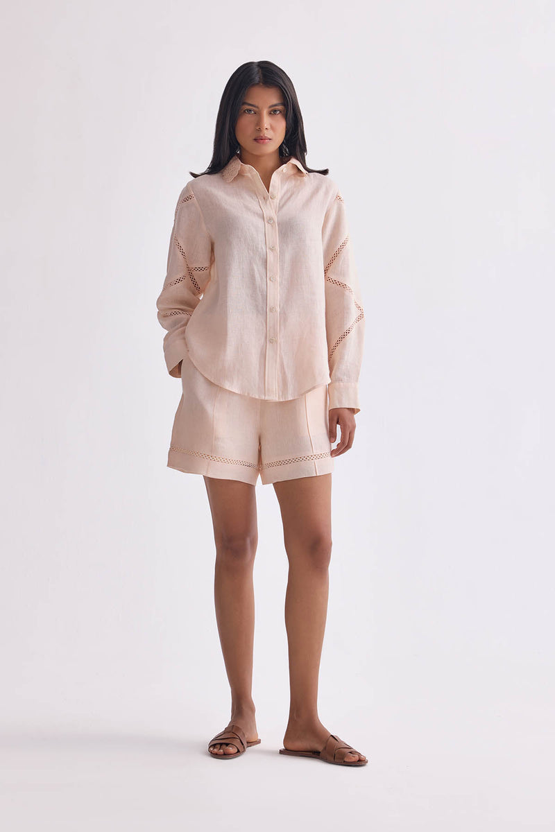 The Rishitha Peach Linen Short