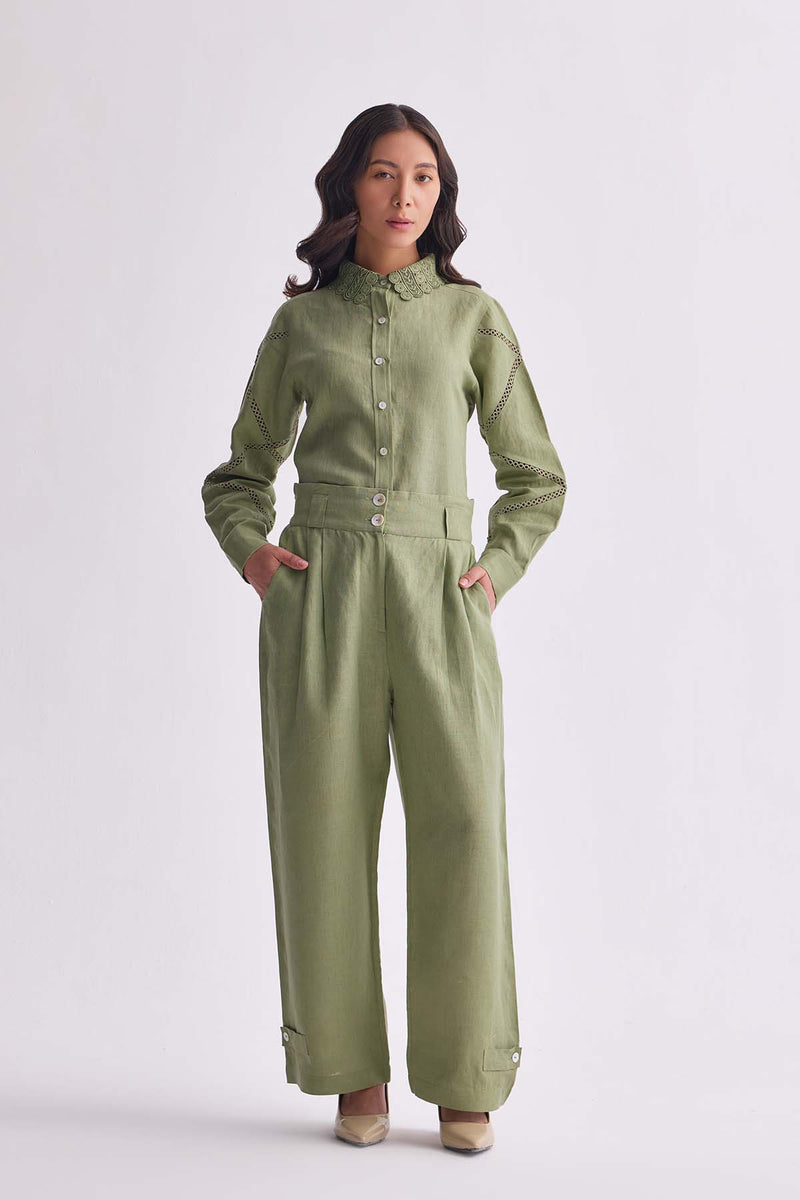 The Rishitha Mint Linen Shirt