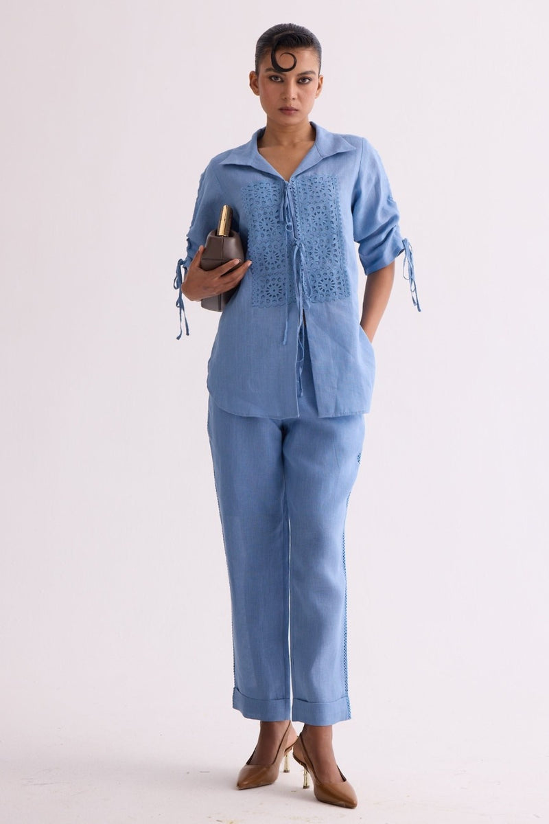 The  Powder Blue Albeli Linen Shirt