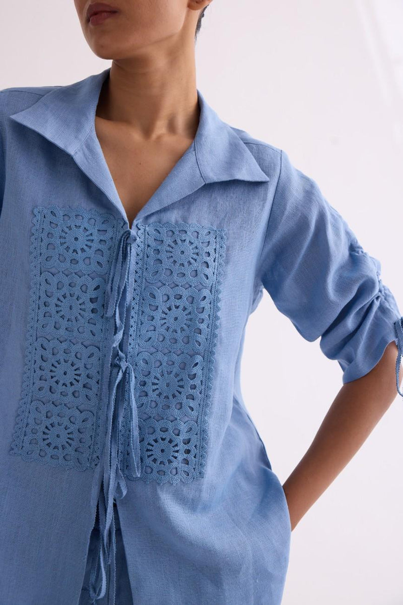 The  Powder Blue Albeli Linen Shirt