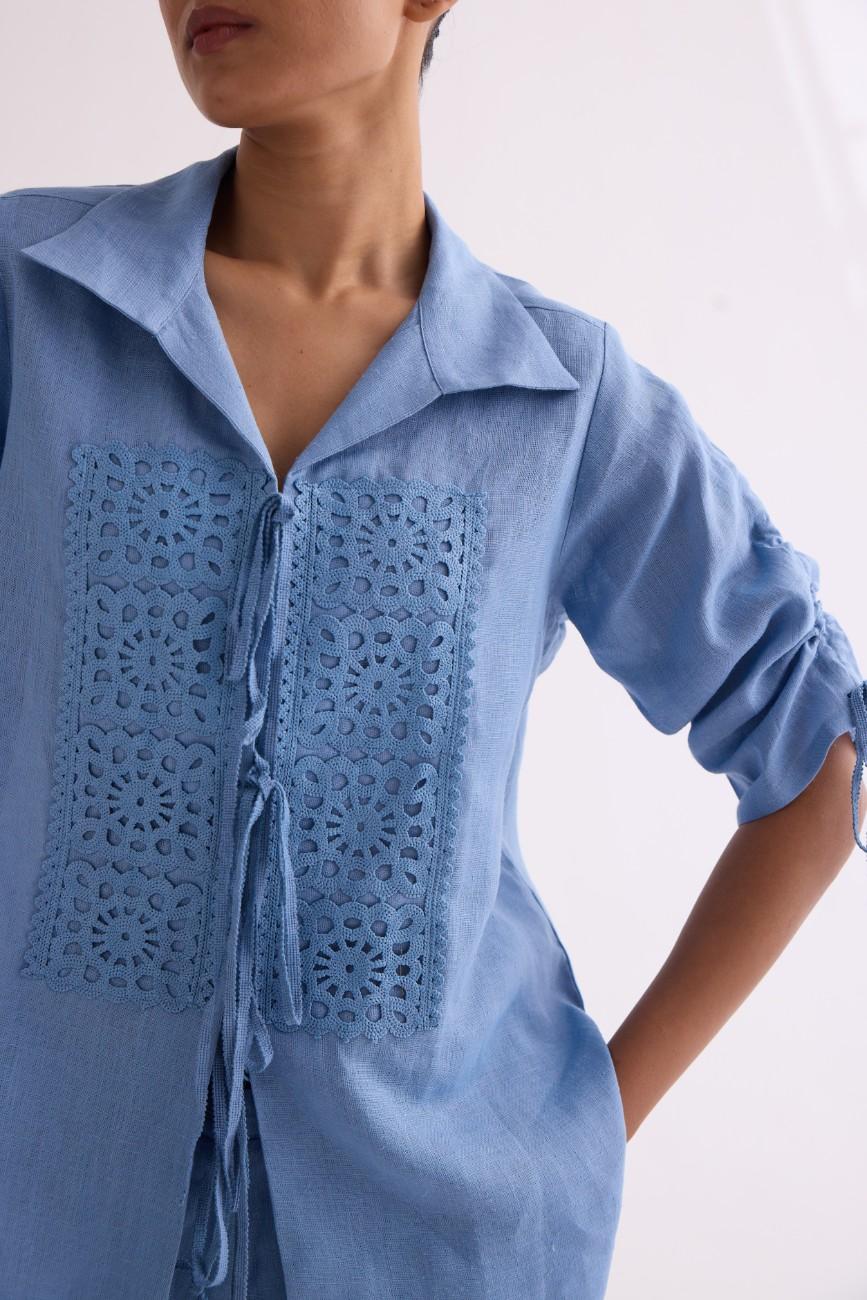 The  Powder Blue Albeli Linen Shirt
