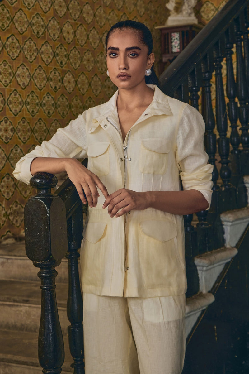 The Sphinx Safari Off White Linen Coat