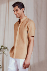 Beige Linen Shirt for Men - El Clasico | Yellwithus.com