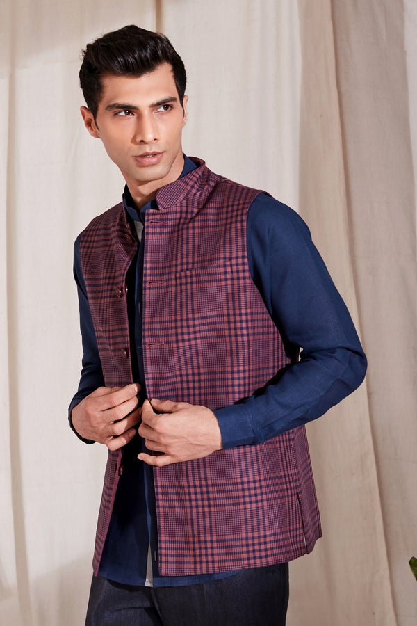 Doppleganger Linen Nehru Jacket for Man | Yellwithus