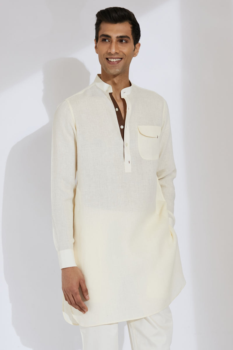 The Zeroun Cream Linen Kurta