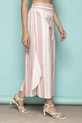 Stripe Flare it is! Powder Pink Cotton Trousers -Yellwithus.com