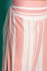 Stripe Flare it is! Powder Pink Cotton Trousers -Yellwithus.com