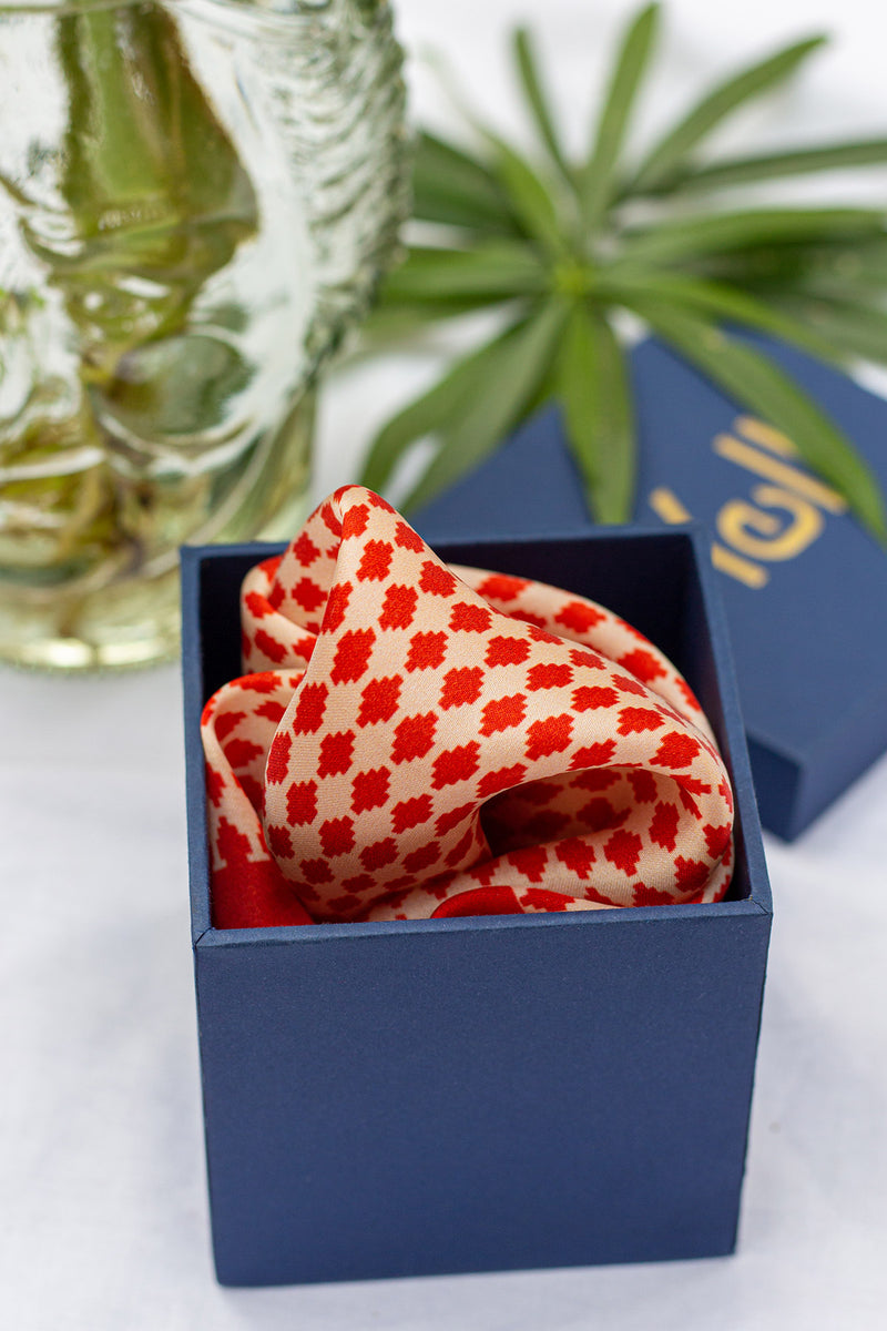 The Fahim Printed Satin Pocket Square