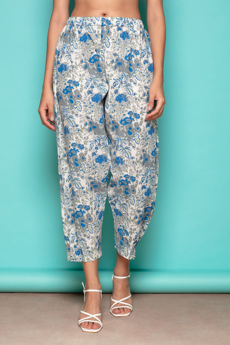 The Parthenia White Blue Flower Print Salwar-Yellwithus.com