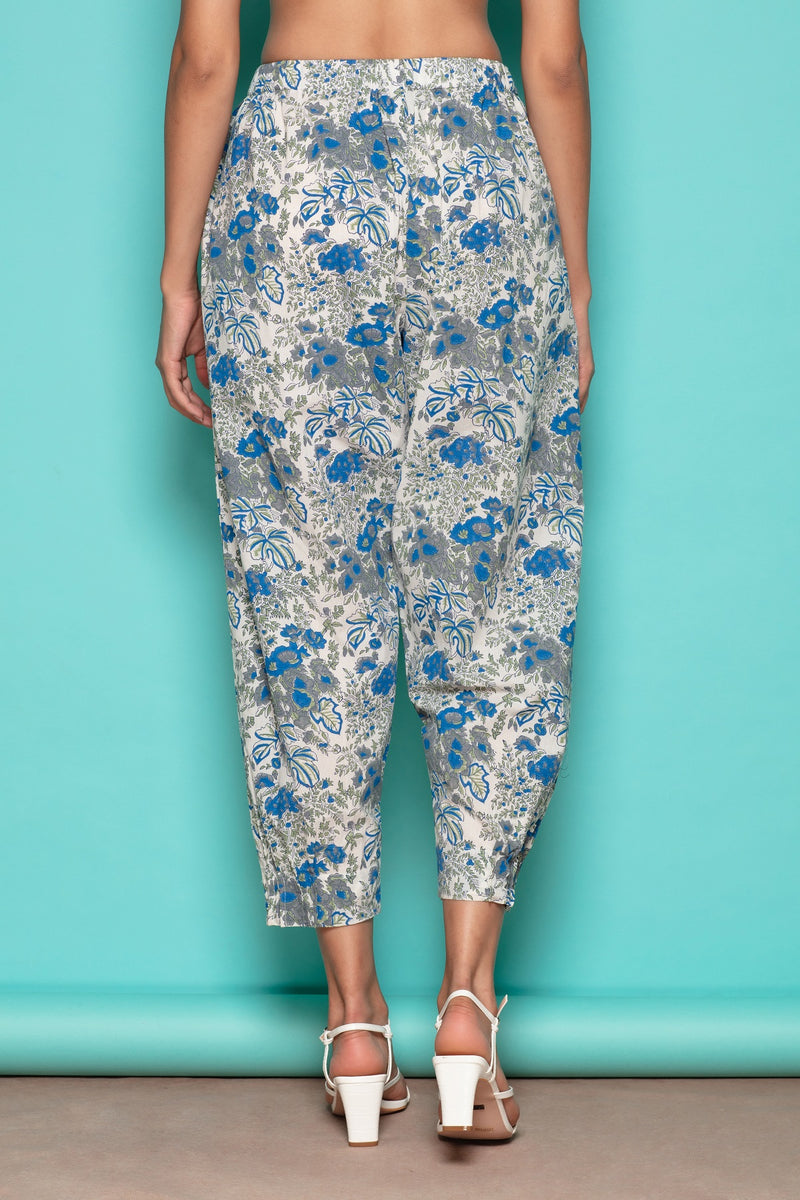 The Parthenia White Blue Flower Print Salwar-Yellwithus.com