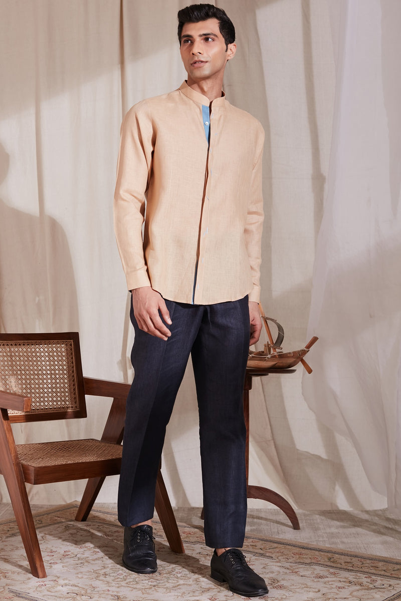 The Okan Shirt - Beige Linen Shirts for Men | Yellwithus