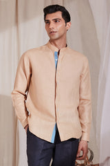 The Okan Shirt - Beige Linen Shirts for Men | Yellwithus