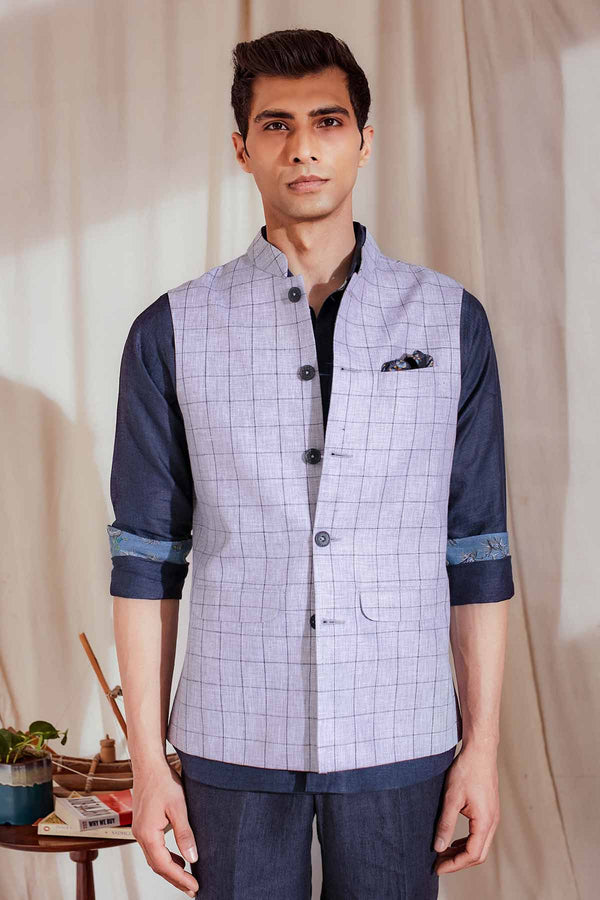 The Beau - Gray Nehru Jacket for Men | Yellwithus.com