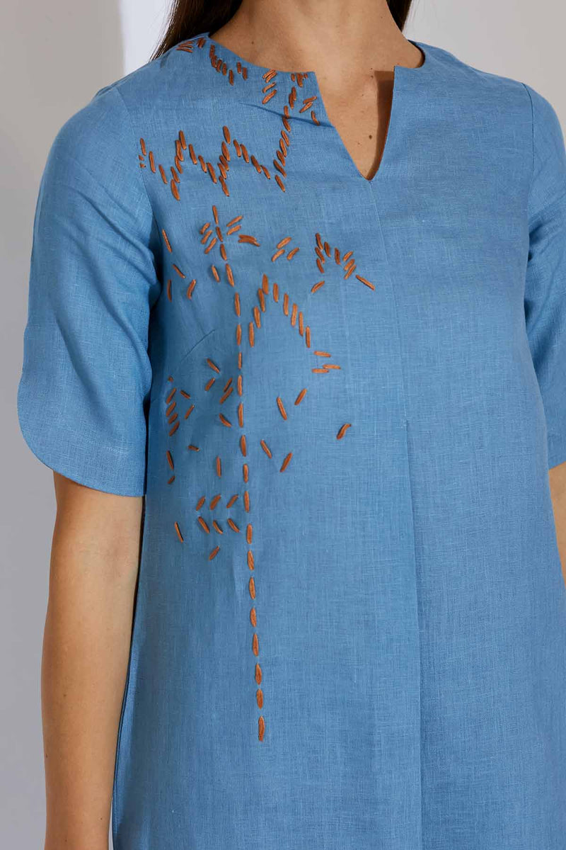 The Mahsa Blue Kurta for Ladies - Yellwithus.com