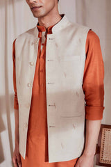 The Regio Beige Nehru Jacket-Yellwithus.com