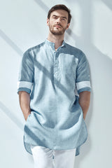 Traditional Vibe Light Blue Kurta for Men - Yellwithus.com