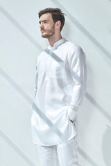 Handsome High Traditional White Kurta for Men - Yellwithus.com