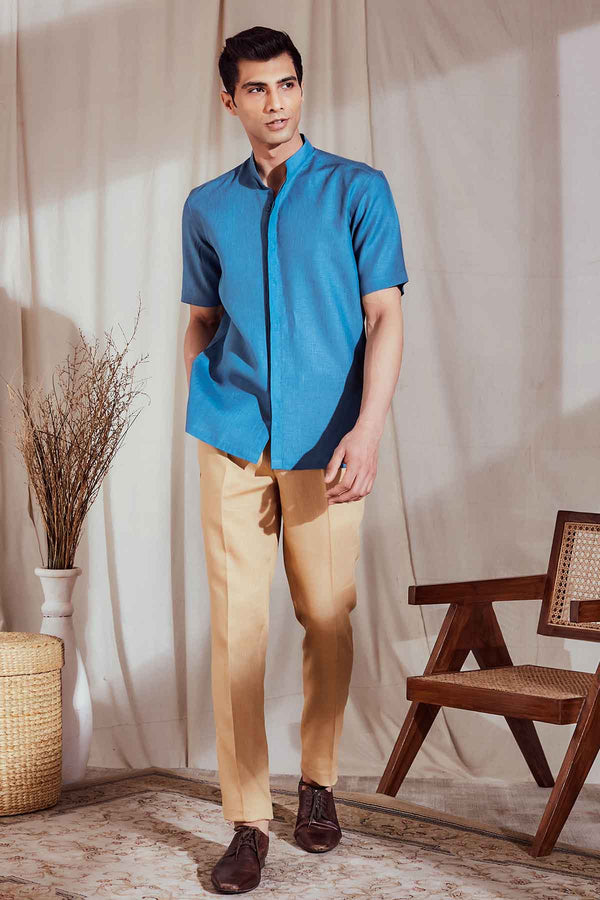 Blue Linen Shirt for Men - El Clasico | Yellwithus.com