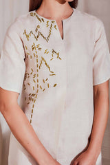 The Mahsa Kurta - Off White Linen Kurta For Ladies | Yellwithus.com