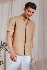 Beige Linen Shirt for Men - El Clasico | Yellwithus.com