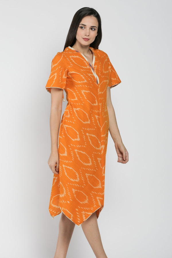 Coral Geometric Dress-Yellwithus.com